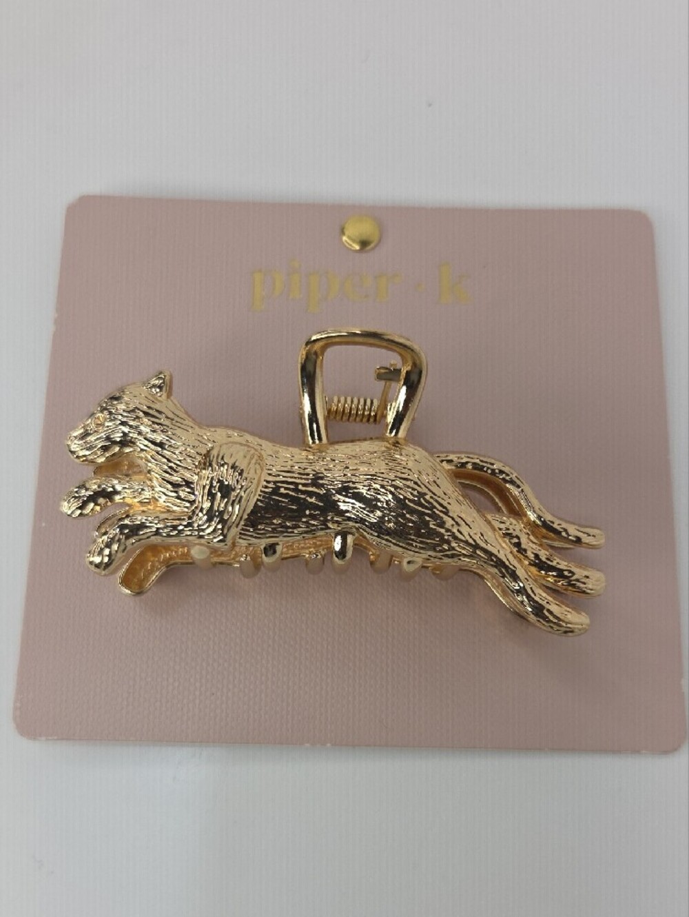🐆▪️Piper k ▪️uk Exclsive Gold Leaping Cheetah Metal Hair Claw Clip - Picture 7 of 7